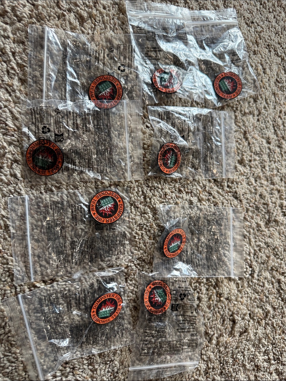 Flaming Dumpster Enamel Pin - Orange, Black, Mint